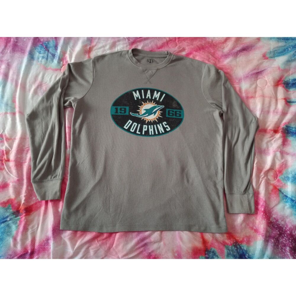 Miami Dolphins 1966 Grey Long Sleeve Shirt Men's Large Oversized GTS NFL